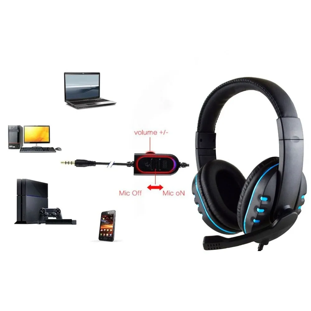 Wired Gaming Headphones 40mm Driver Bass Stereo with Mic 3.5mm Jack Headsets Noise Isolating for PS4 for XBOX-ONE PC Mic