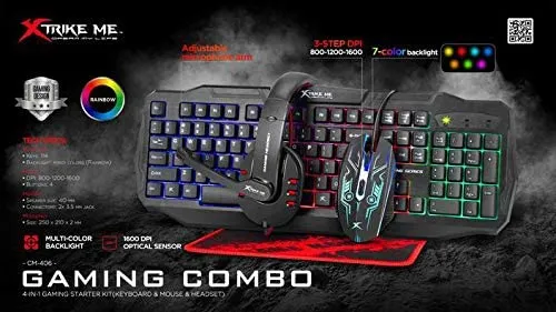 Xtrike Me CM-406 4-in-1 Wired Gaming Combo