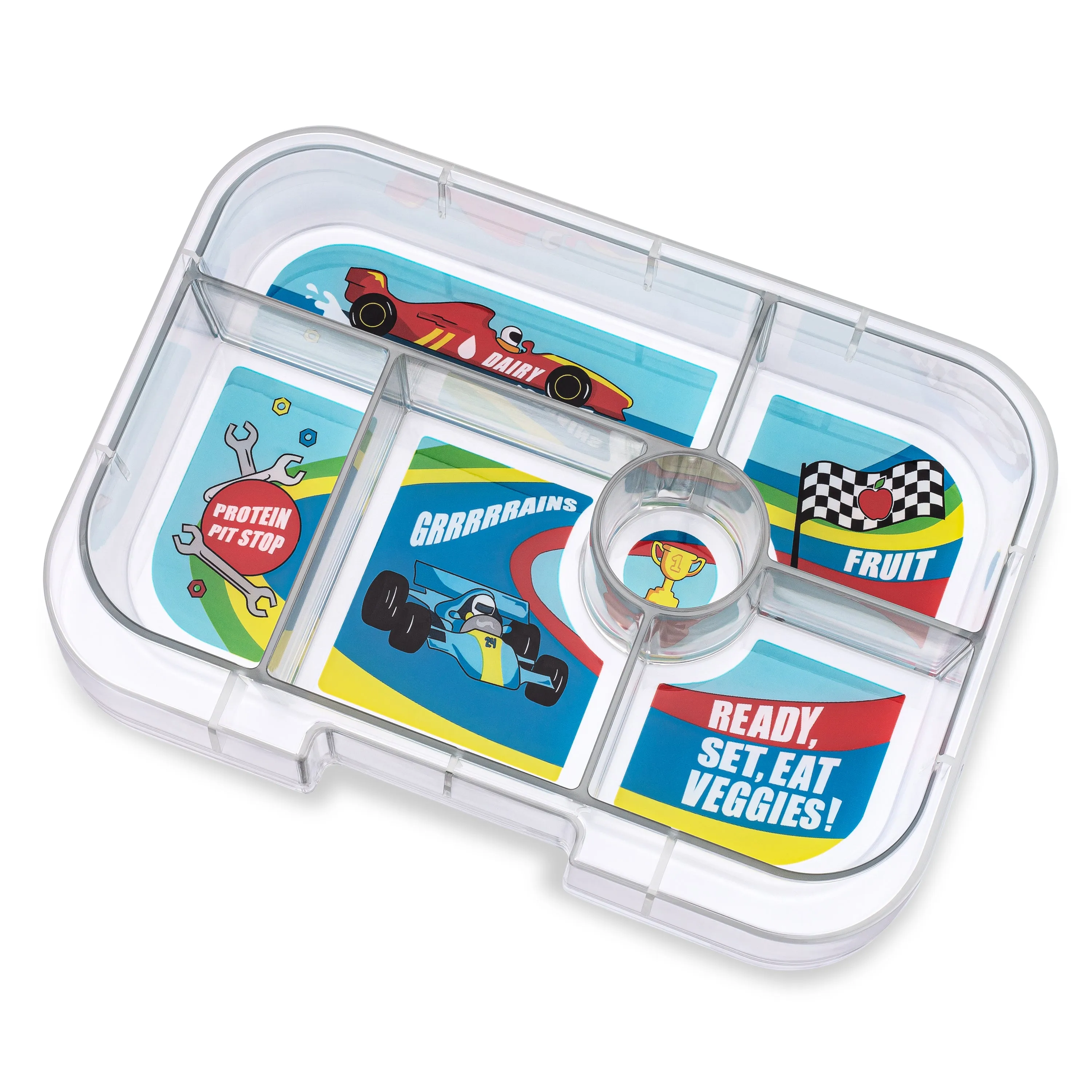 Yumbox Original 6 Lunch Box - Surf Blue - Race Car