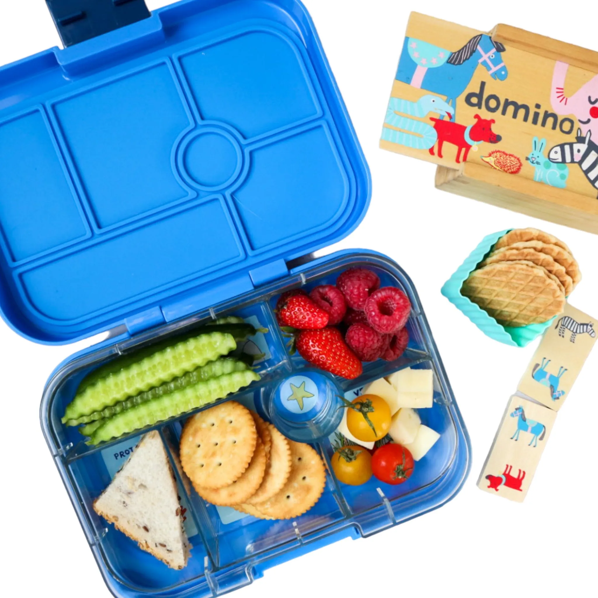 Yumbox Original 6 Lunch Box - Surf Blue - Race Car